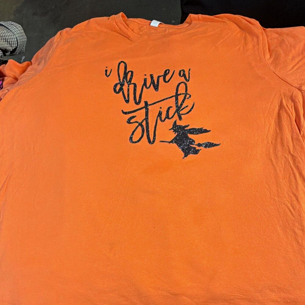 Bella+Canvas Men's L Orange Witch Halloween Graphic T-Shirt Crew Neck SS